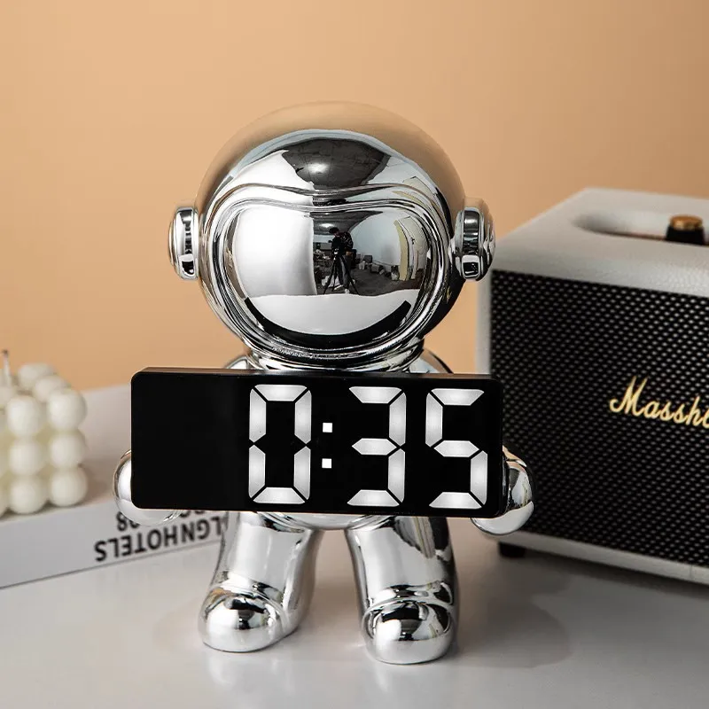 Creative Astronaut Electronic Clock Alarm Clock Money Deposit Box Light Luxury Living Room Wine Cooler Spaceman Home Decorations