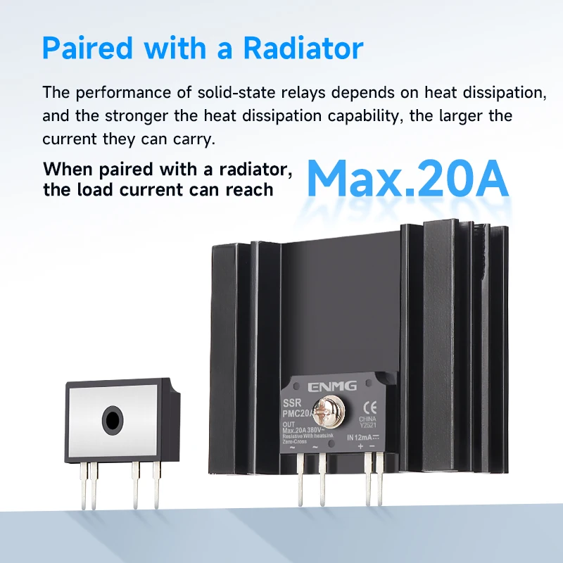 ENMG Miniature PCB Solid State Relay PMC Series, No Built-in Current-Limiting Resistor, Direct Control 380VAC 20A, Compact SSR M