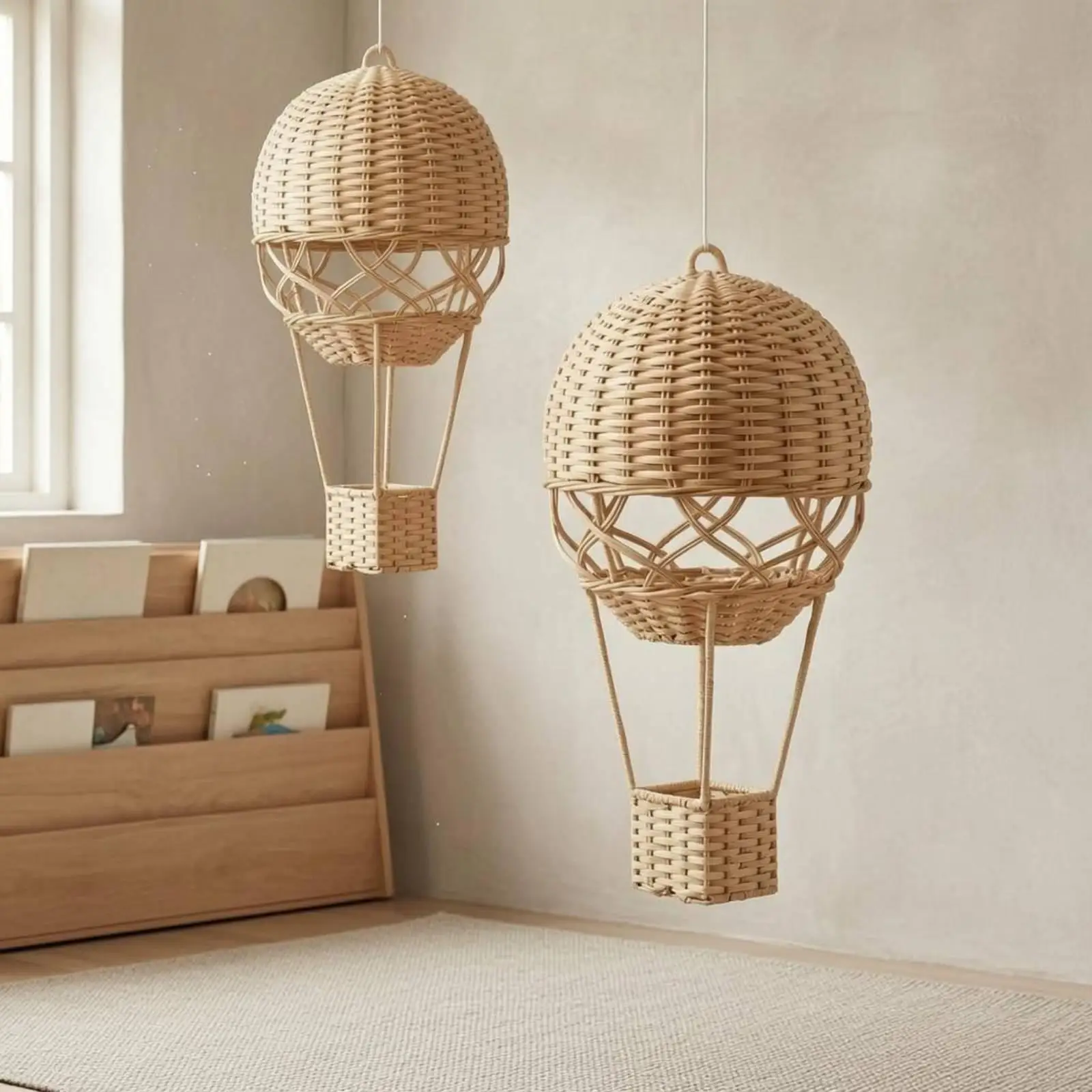Woven Hot Air Balloon Natural Beige Rattan Hot Air Balloon Indoor
