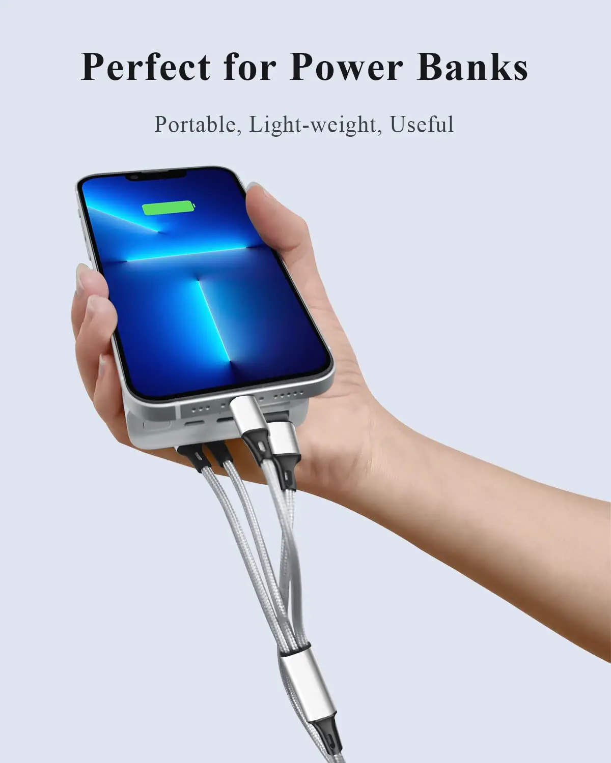 10PCS 3 In 1 Fast Charger Cord Connector Multi USB Charging Cable Compatible 12 11 Pro 8 7 6 Samsung Galaxy 4FT/2Pack Charging