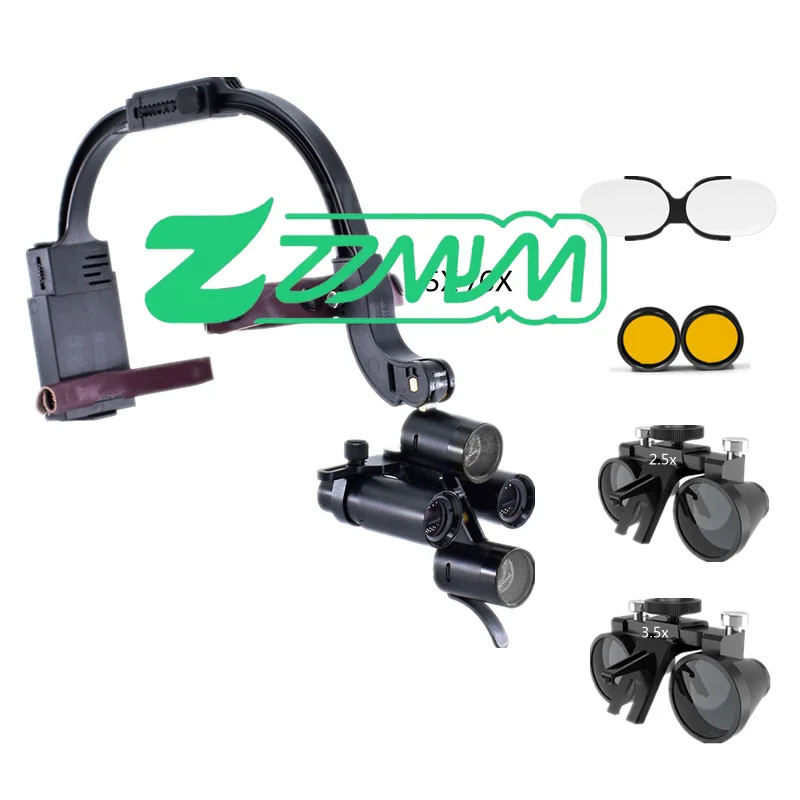 

5W den tal Lab Led Surgical Headlight With 5X 6x 3.5x 2.5x Magnification Binocular Loupes