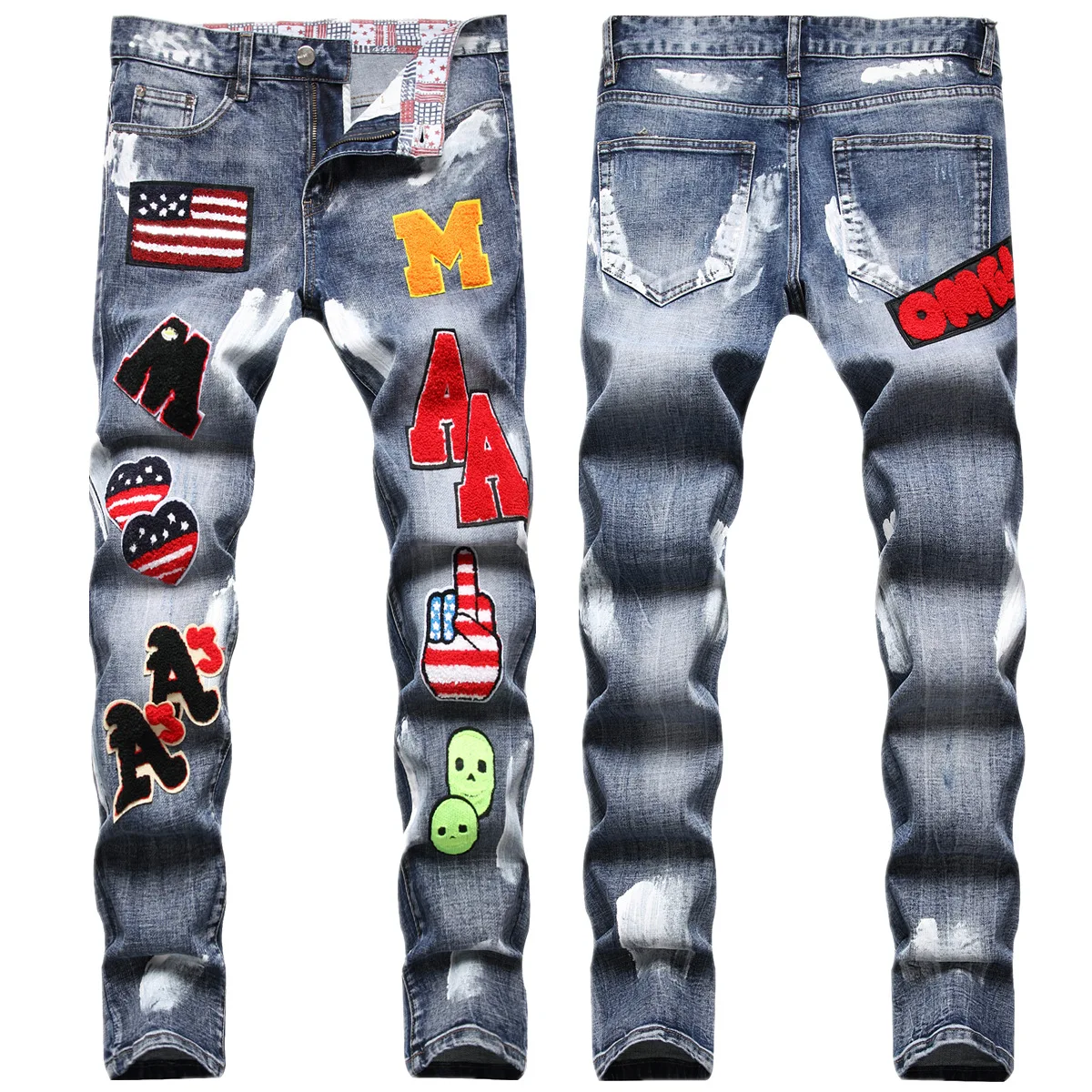 2023 New Men Hip Hop Youth Streetwear Style Jeans Fashion Casual Male Slim Fit Denim Pants Boyfriend Cargo Men Pencil Trousers