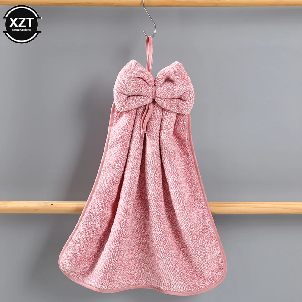 New Bowknot Coral Velvet Hand Towels for Kitchen Bathroom Microfiber Soft Quick Dry Absorbent Cleaning Cloths Home Terry Towels