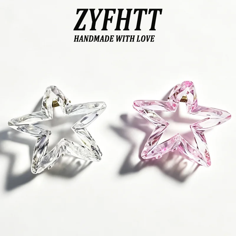 1/6 Stück ZYFHTT Transparente Fünfzackige Stern-Haarspange für Frauen Persönliche Y2K Haifischklammer Modische Mädchen-Haaraccessoires – Detail 15