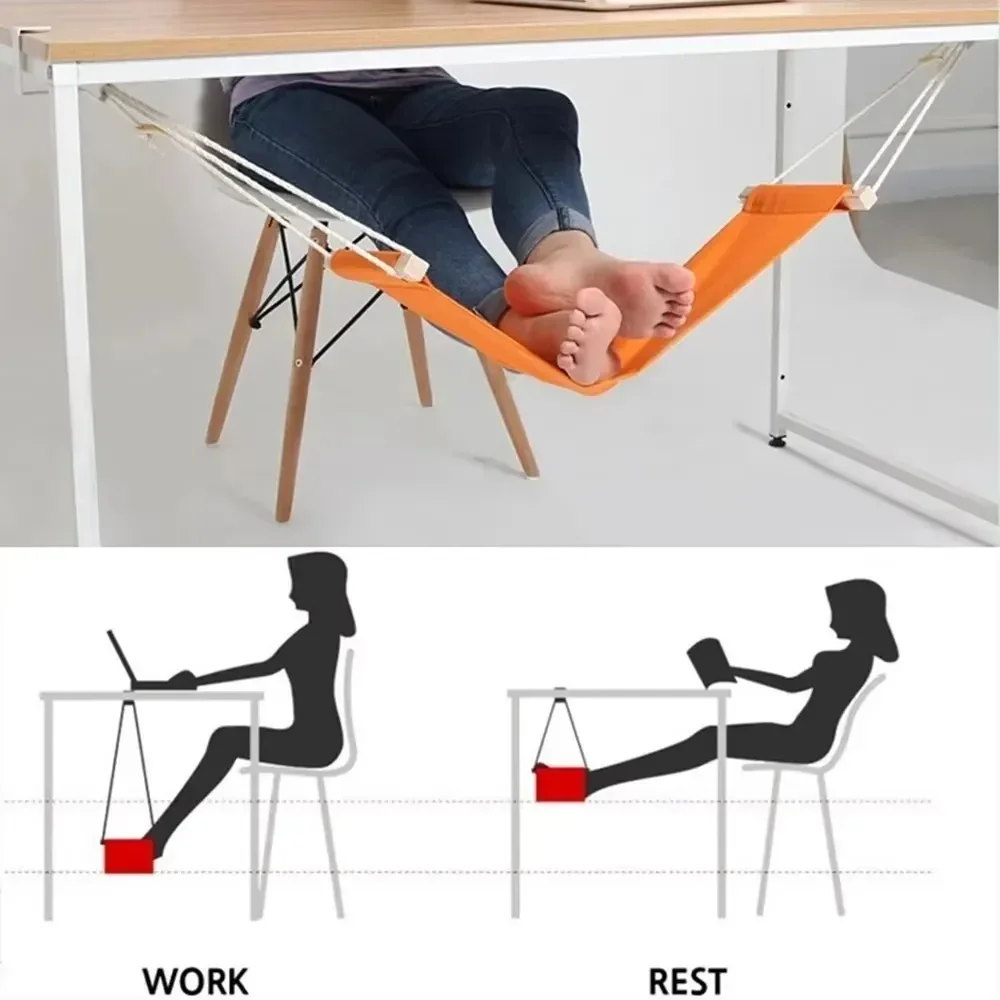 Portable Foot Hammock Desk Rest Foot Hanger Hanging Adjustable Resting Table Legs Swingable Foots Pedals For Office Home Camping