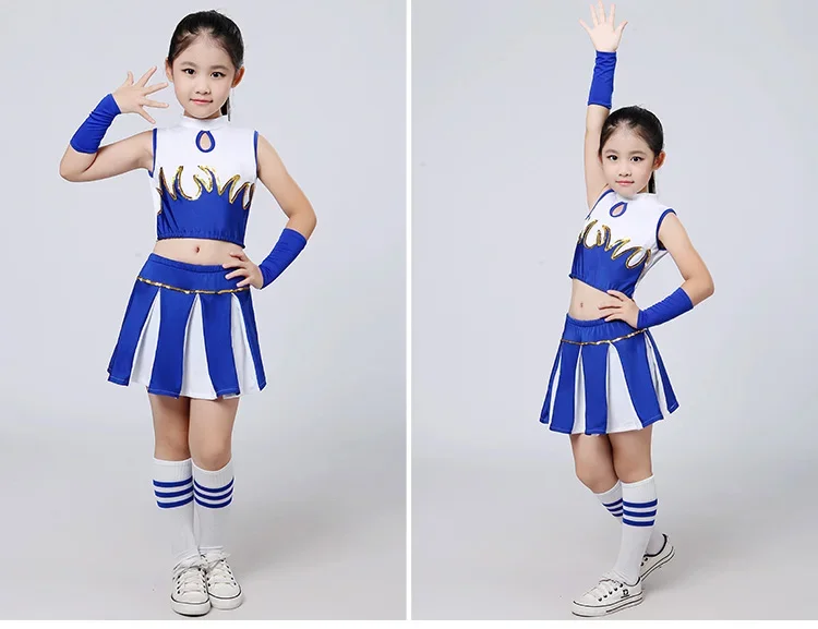 Sleeveless Girl Hip Hop Suit Top And Skirt Children Cheerleading Performance Clothes Fahion Student Team Dancing Costumes