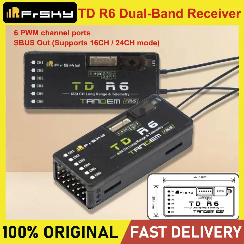 جهاز استقبال FrSky TD R6 2.4G/900MHz ثنائي التردد 6CH PWM قناة ثابتة الجناح FPV مع جهاز تحكم عن بعد Tandem ووحدة TD RF #1
