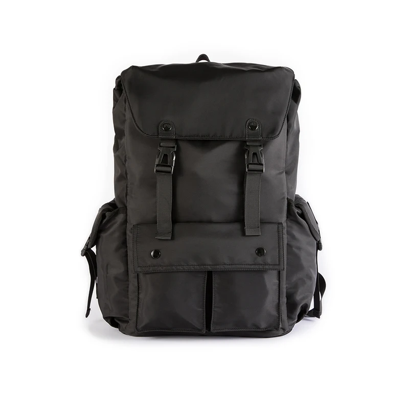 Streetwear Pocket Men Nylon Backpack Large Capacity Laptop School Teenager Backpack Causal Black Commuter Travel Men Backpack