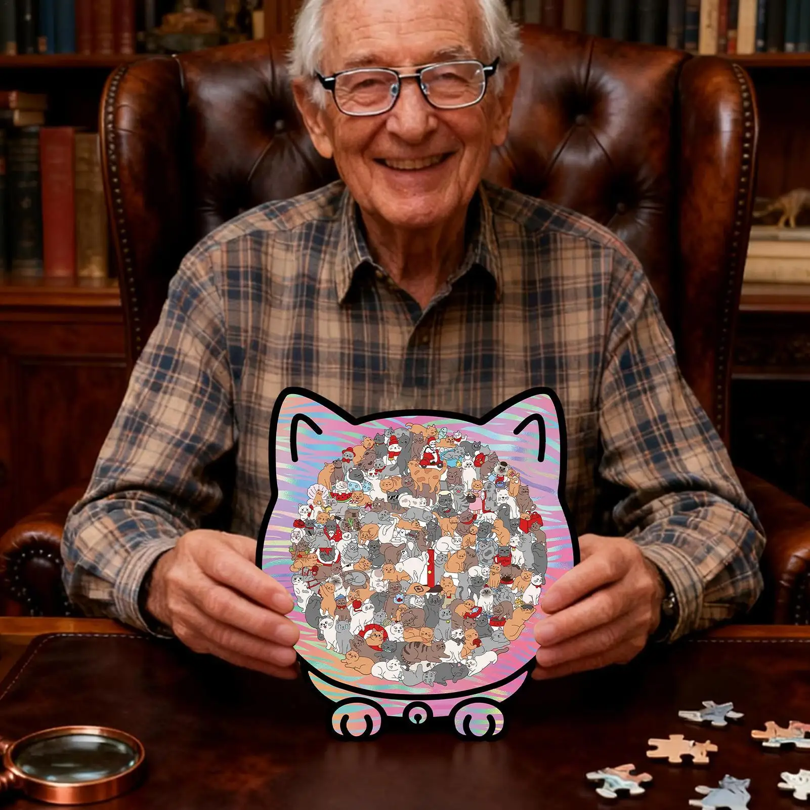 木製パズルおもちゃ 猫の形のかわいいおもちゃ 木製動物パズル 大人用 女性用 男性用 子供用 息子 娘 ティーン向け