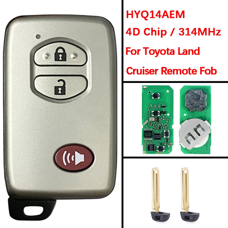 

CN007194 Aftermarket 3 Buttons Smart Key Fob Proximity Remote 4D Chip 314Mhz HYQ14AEM 89904-60771 For Toyota Land Cruiser 2008+