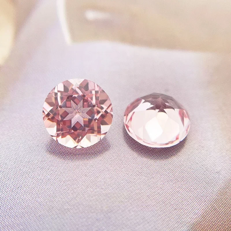 Laborgezüchteter Saphir, runder Schliff, Sakura-Rosa, für DIY-Schmuckherstellung, Ring- und Halsketten-Einlegearbeit, wählbares Zertifikat – Detail 4