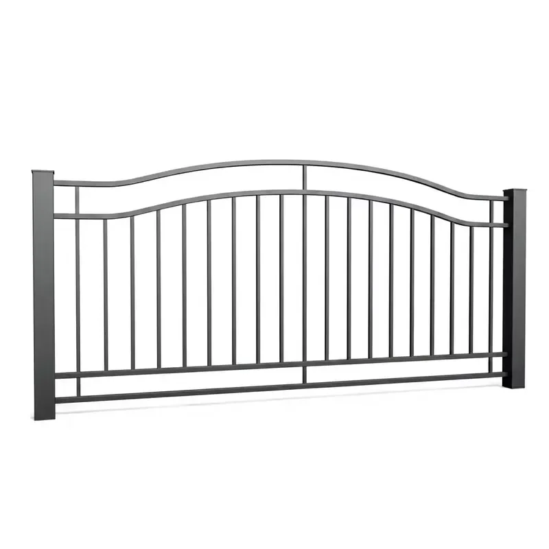 Powder Coated Metal Fence With Curved Top Beam for Yard Boundary Landscape Partition