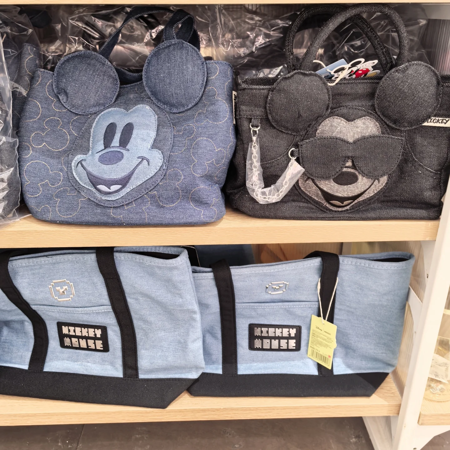 

Disney Mickey Mouse Washed Denim Crossbody Bag - Lightweight Casual Shoulder Bag for Women Men, Denim Blue Fashion Accessory