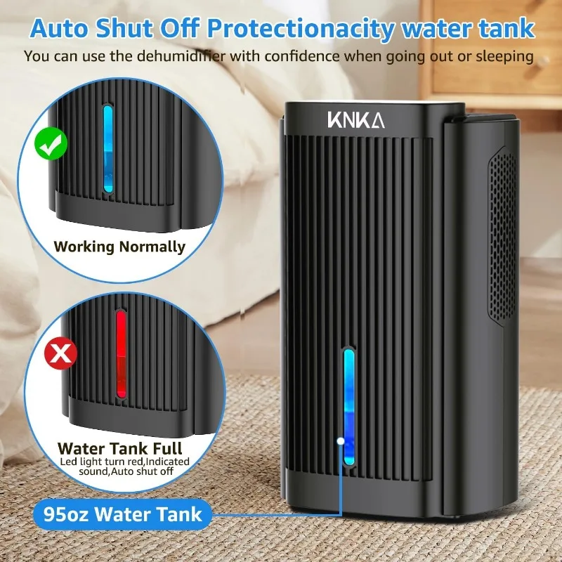 Dehumidifier,95 OZ Water Tank, (1000 sq. ft) Quiet Dehumidifier for Bedroom,with Auto Shut Off, Sleep Mode,7 Colors LED Light