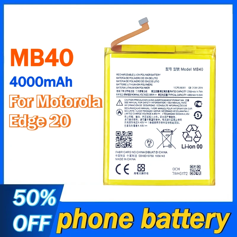 

MB40 4000mAh Battery For Motorola Edge 20 Mobile Phone Batteries