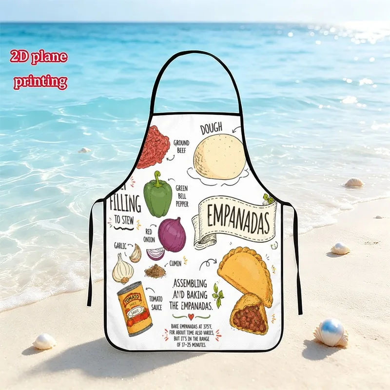 1PC【Apron】2DFlat effect，Printed with hand-drawn images of ingredients，and pastoral style，Durable and practical，Sui