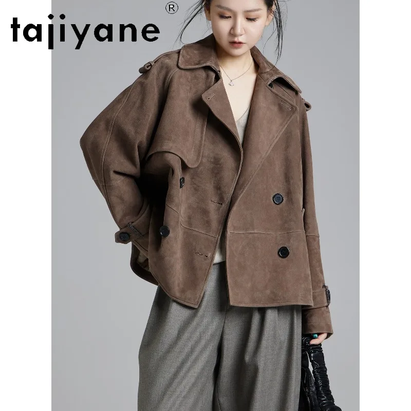 TAJIYANE Genuine Leather Jacket Woman Crossbreed Sheepskin Suede Outerwear Loose Leather Coat Short Jackets for Woman 자켓 2026
