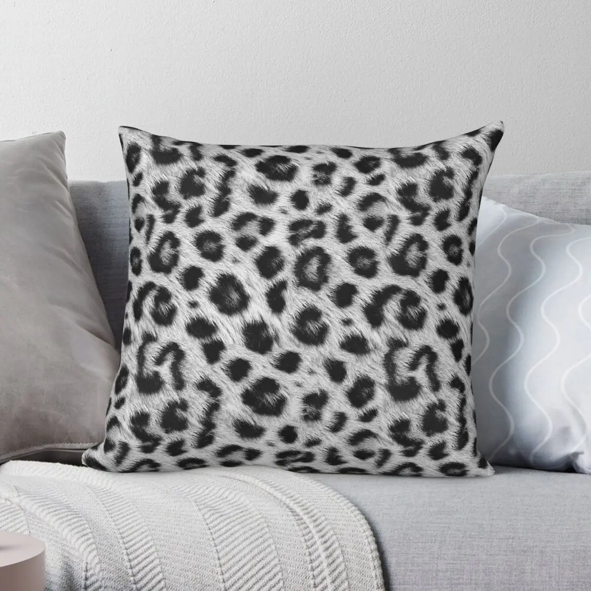 Grey Leopard Fur Square Pillowcase Polyester Linen Velvet Pattern Zip Decor Pillow Case Sofa Seater Cushion Cover 18