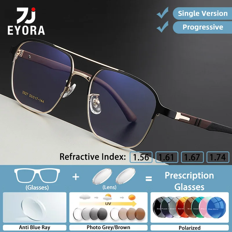 

EYORA Vintage Double-bar Frog Mirror Reading Glasses Myopia Eyewear Hyperopia Anti Blue Ray Progressive Photochromic Eyewear