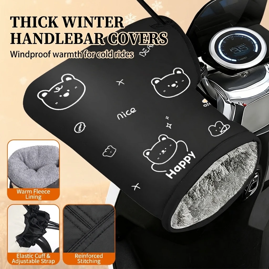 1 Pair Handlebar Covers Oxford Cloth for Winter Riding Windproof Electric Motorcycle Hand Warmers Waterproof Protective Cover