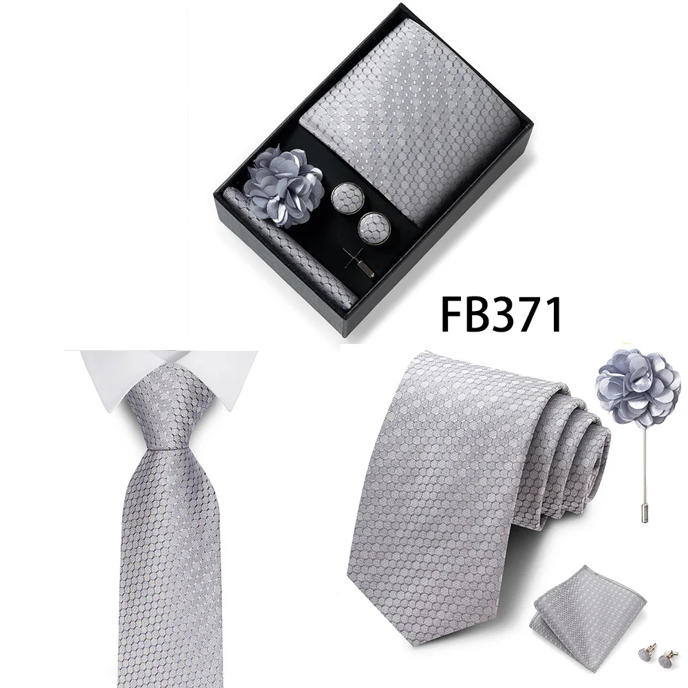 Erstklassige Weihnachtsgeschenkbox mit grauem Aufdruck, Krawatten, Einstecktuch, Manschettenknöpfe, Brosche, Set für Herren, Anzug, Accessoires, passend für die Gruppe – Detail 17