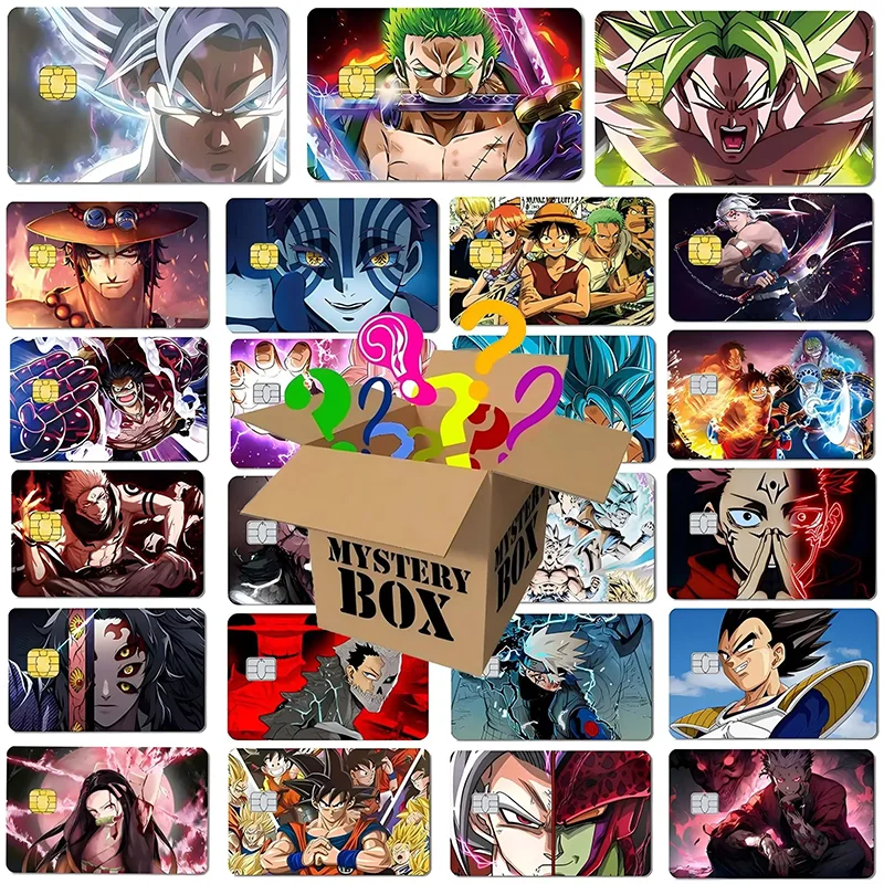 

1PCS Anime Dragon Ball Credit Card Hello Kitty Debit Card Matte PVC Film Skin 100 Different Mystery Gifts Stickers Random