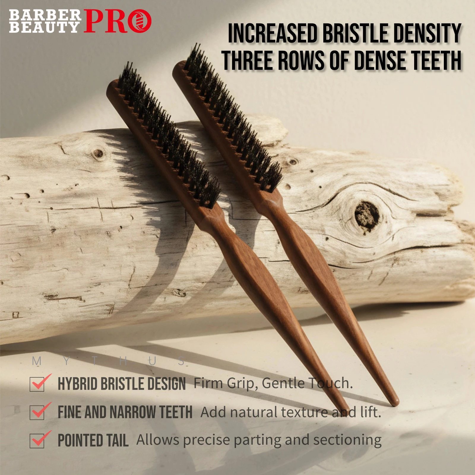 1Pcs New Wood Professional Salon Teasing Back Hair Brush Boar Bristle and Nylon Combing Slim Line Styling Hairdressing DIY Tool