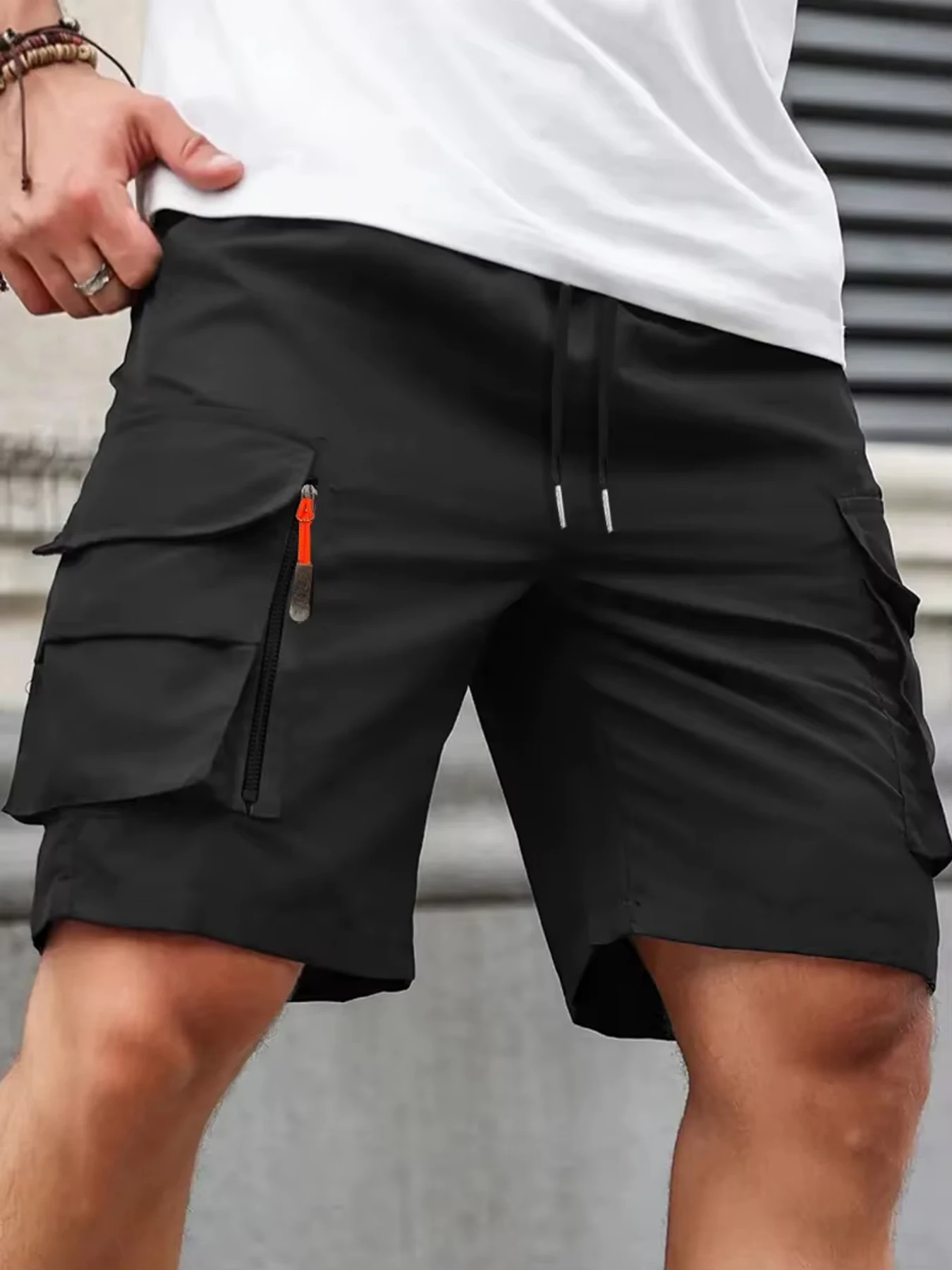 Men's Casual Shorts — Woven, Non-Stretch Fabric — Soft & Comfortable — Simple Solid Color Design — Ideal for Outdoor Jogging — M view 2