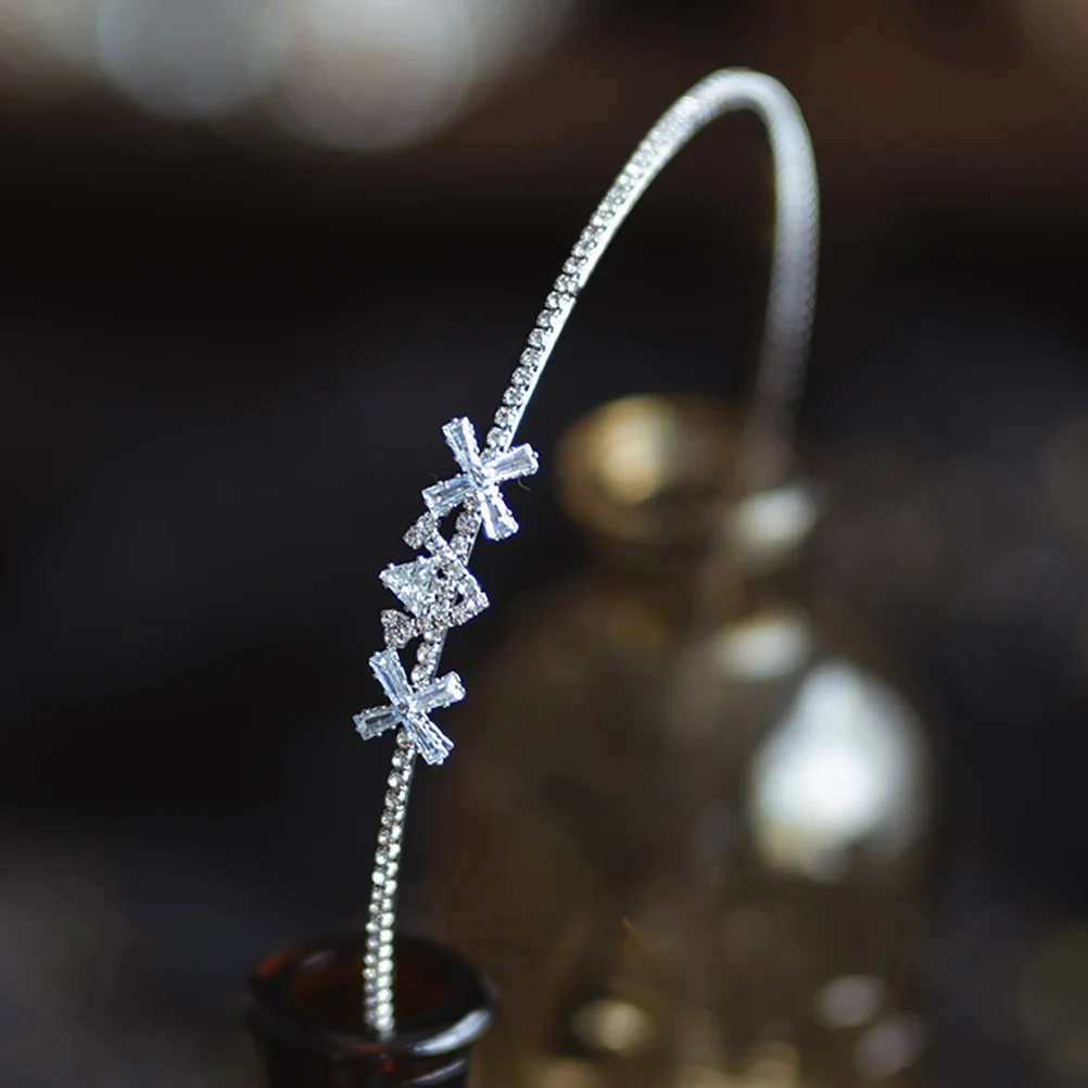 

Elegant Silver Rhinestone Headband Bridal Crown Wedding Headdress Glittering Jewelries for Bride Bridesmaid Party Decorations