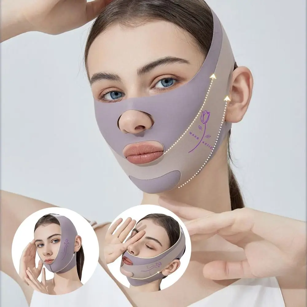 Verstelbaar gezicht beeldhouwen slaapmasker Ademend koelend gezicht Lifting Aanscherping riem V-vormig herbruikbaar V-lijn vormgevend masker
