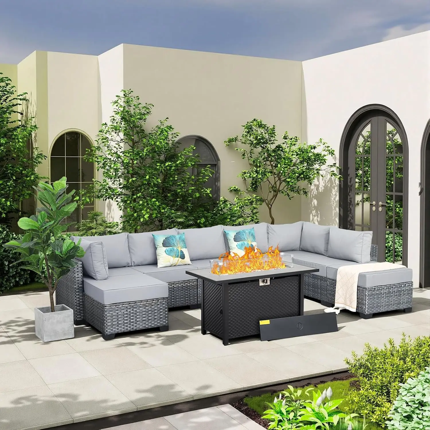 9 Pcs Outdoor Sectional Sofa 45