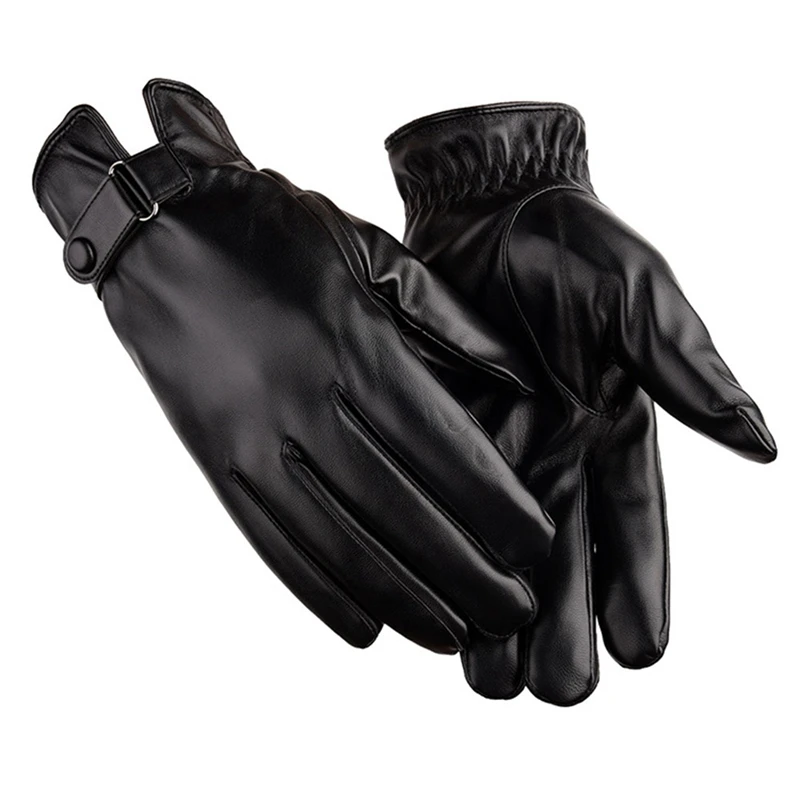 

Gloves Men's Winter Warm Contact Screen Gloves Plus Fleece Waterproof Cycling Driving Business PU Leather Gloves