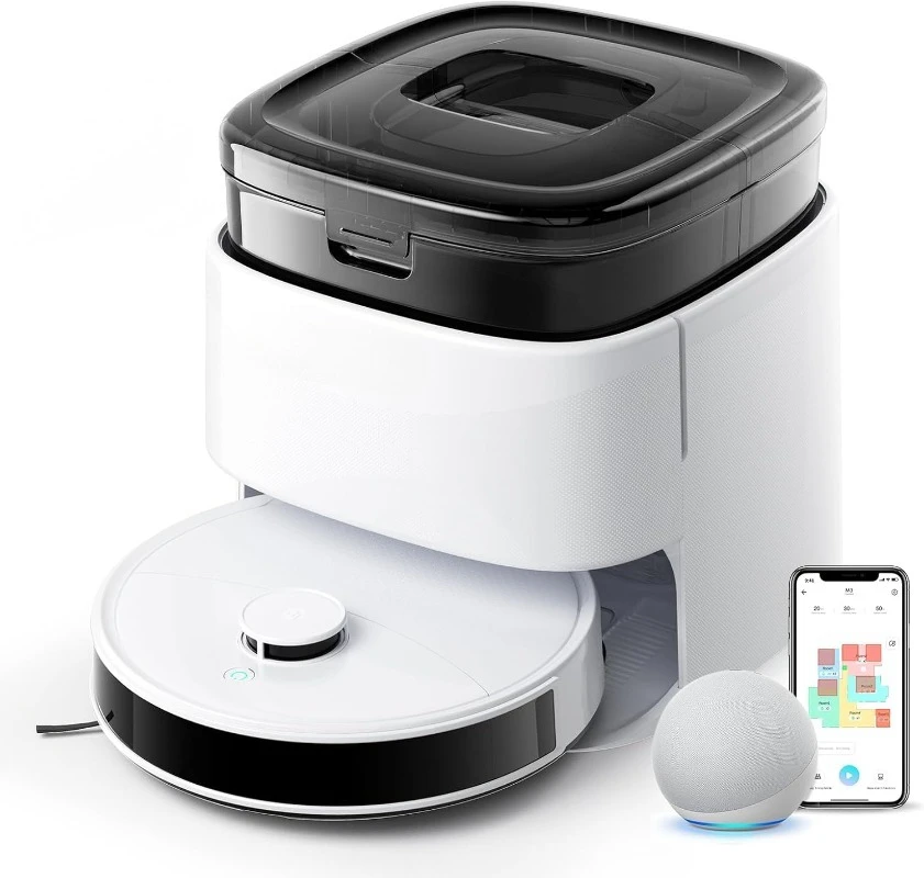 

M3 Robot Vacuum, Robot Vacuum and Mop, 12000Pa Suction, Anti-Tangle Brushes, Spinning Mop, Auto Mop Washing, Drying,