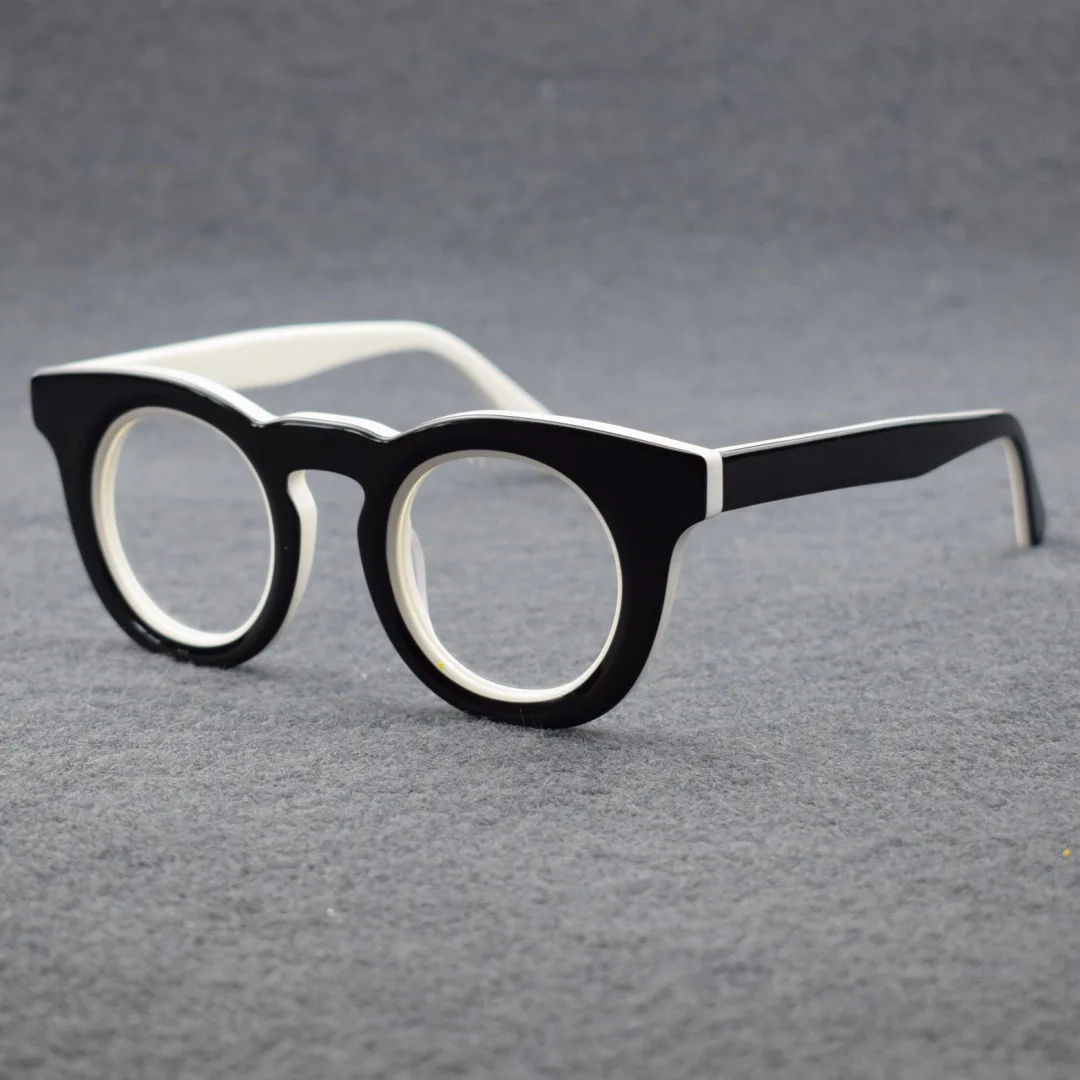 

PENG fashionable and retro handcrafted Japanese acetate fiber glasses, personalized round-framed punk custom prescription glasse