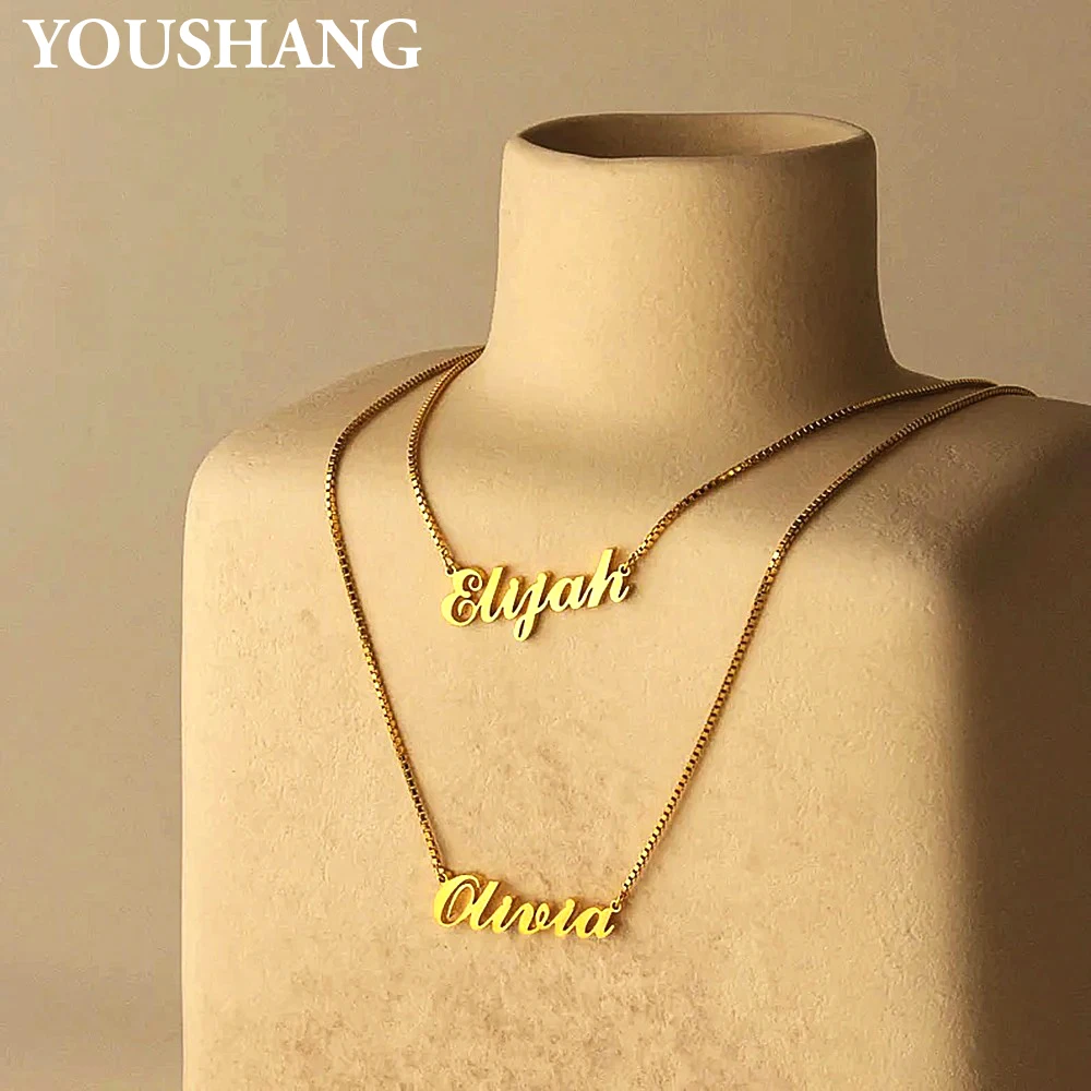 مخصص المزدوج اسم طبقة مزدوجة قلادة جديدة فاخرة الفولاذ المقاوم للصدأ سلسلة الترقوة المرأة مجوهرات هدية قلادة بحرف الموضة #5