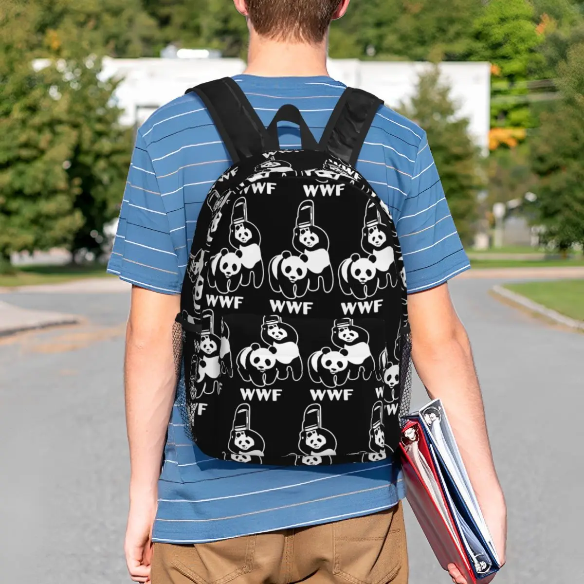 WWF Wrestling Panda Backpack Student Boys Girls BookBag Men Women School Bag Laptop Shoulder Bags