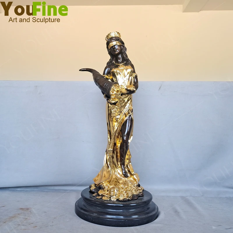 

55cm Goddess Of Fortuna Bronze Statue Ancient Greek Roman Goddess of Fortune and Luck Bronze Sculpture Home Decor Crafts