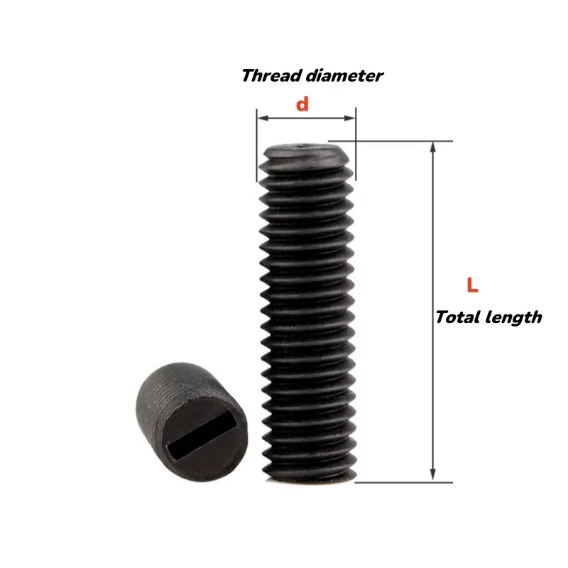 M3 M4 M5 M6 M8 Black Nylon Slotted Flat Point End Headless Grub Bolt,Insulated Plastic Set Screw Metric Thread Length 3-40mm