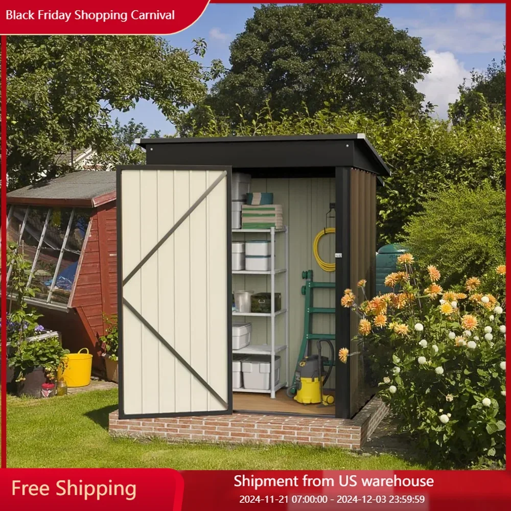 5x3FT Storage Shed Waterproof Metal Garden Shed with Lockable Door Utility Tool Shed Outdoor Storage for Backyard Multi-Use