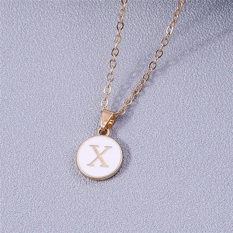 Aihua Minimalistische Initiale Emaille Weiß Schwarz A-Z Buchstaben Halskette für Frauen Alphabet Anhänger Schmuck Geburtstag Geschenke Großhandel – Detail 34