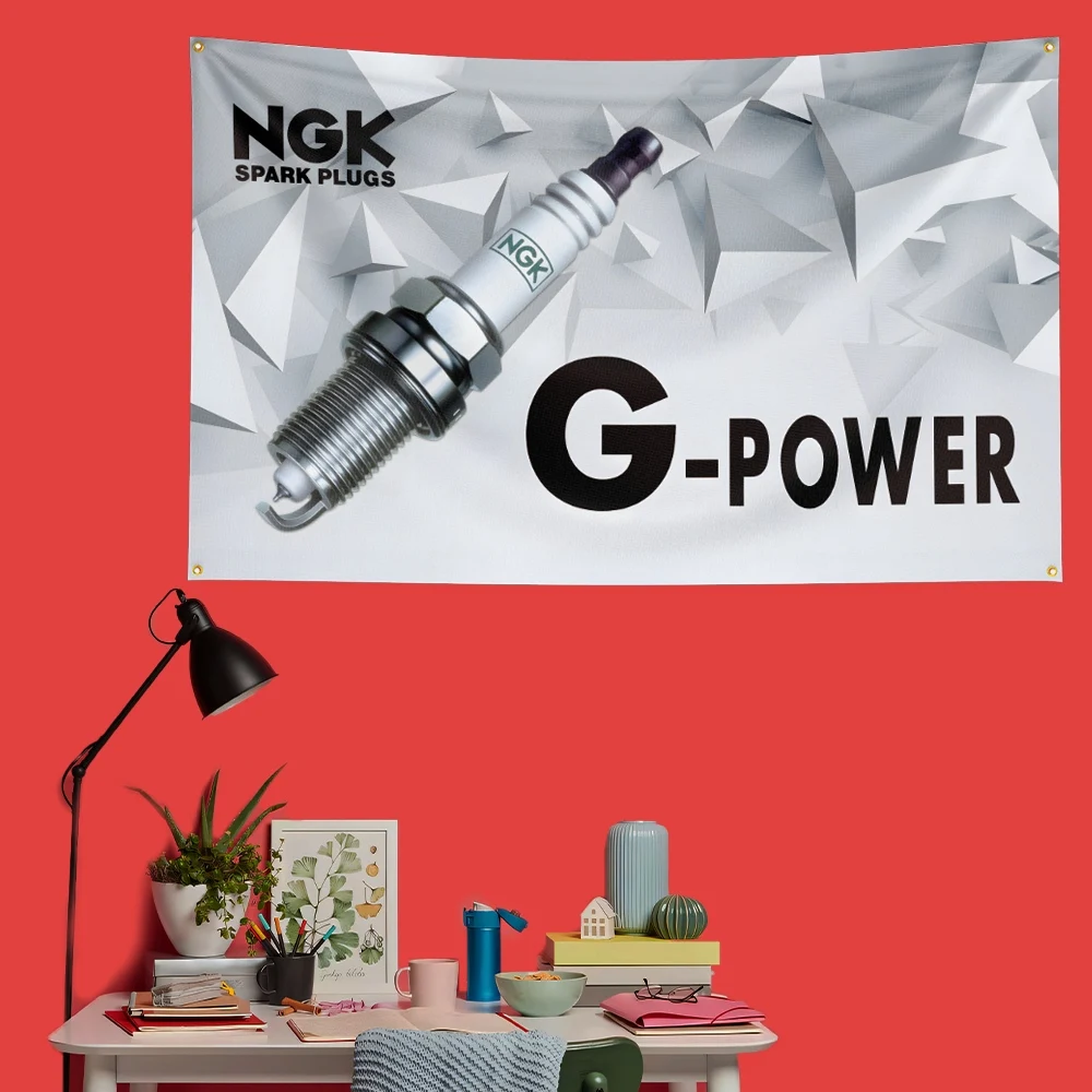 NGK Spark Plug Flag   Polyester Garage Wall Decor Banner For Auto Tuning