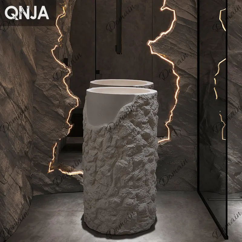 Personalized washbasin, designer integrated floor-standing washbasin, creative art homestay round column basin