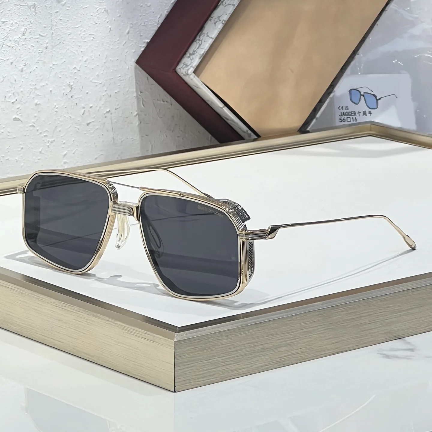 

INS JAGGER 10th Anniversary Sunglasses Limited Edition Alloy Square UV400 Gradient Double Bridge with Case