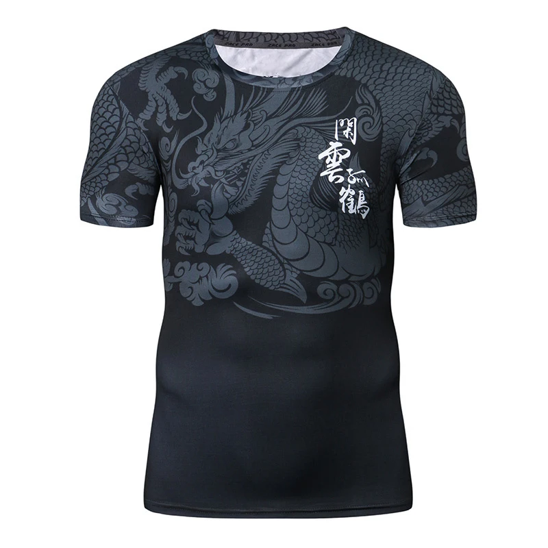 Retro 3D Printed Dragon Tiger T-shirt For Men Summer Fitness O Neck T Shirts Quick Dry Loose Tees Harajuku Tee Gym Male Tees