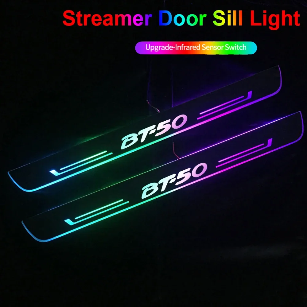 USB Power Acrylic Moving LED Welcome Pedal Car Door Stepping Light for BT50 Logo MPS M3 M6 MS C30 CX-3 CX-4 CX-5 CX-7 CX-8