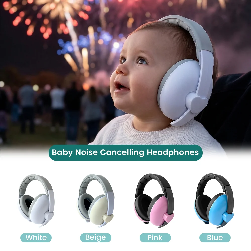 Lightweight Adjustable Infant Ear Protection Earmuffs, Plush Cushioned Ear Covers, Portable Travel Ear Gear for Festivals Sports