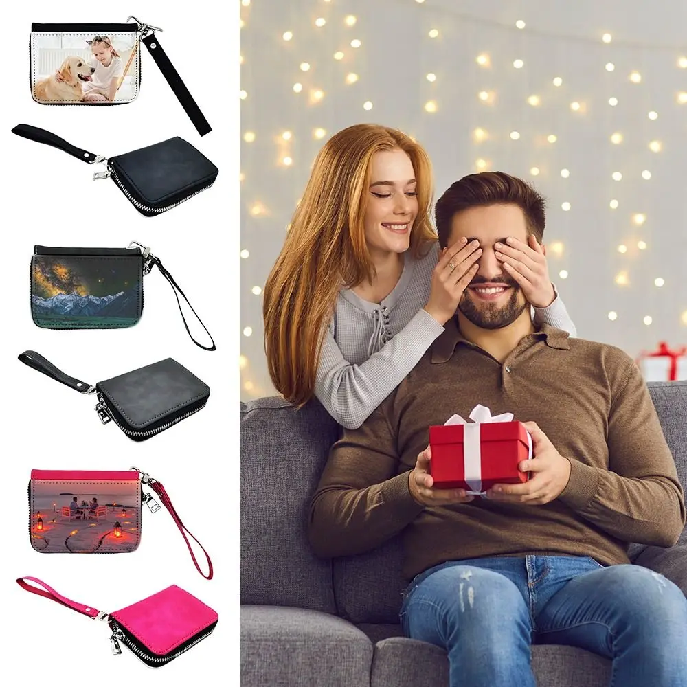 

Креативный подарок из искусственной кожи, сублимационный кошелек для теплопередачи, большой вместительный пустой кошелек «сделай сам», с браслетом, прочный держатель для карт