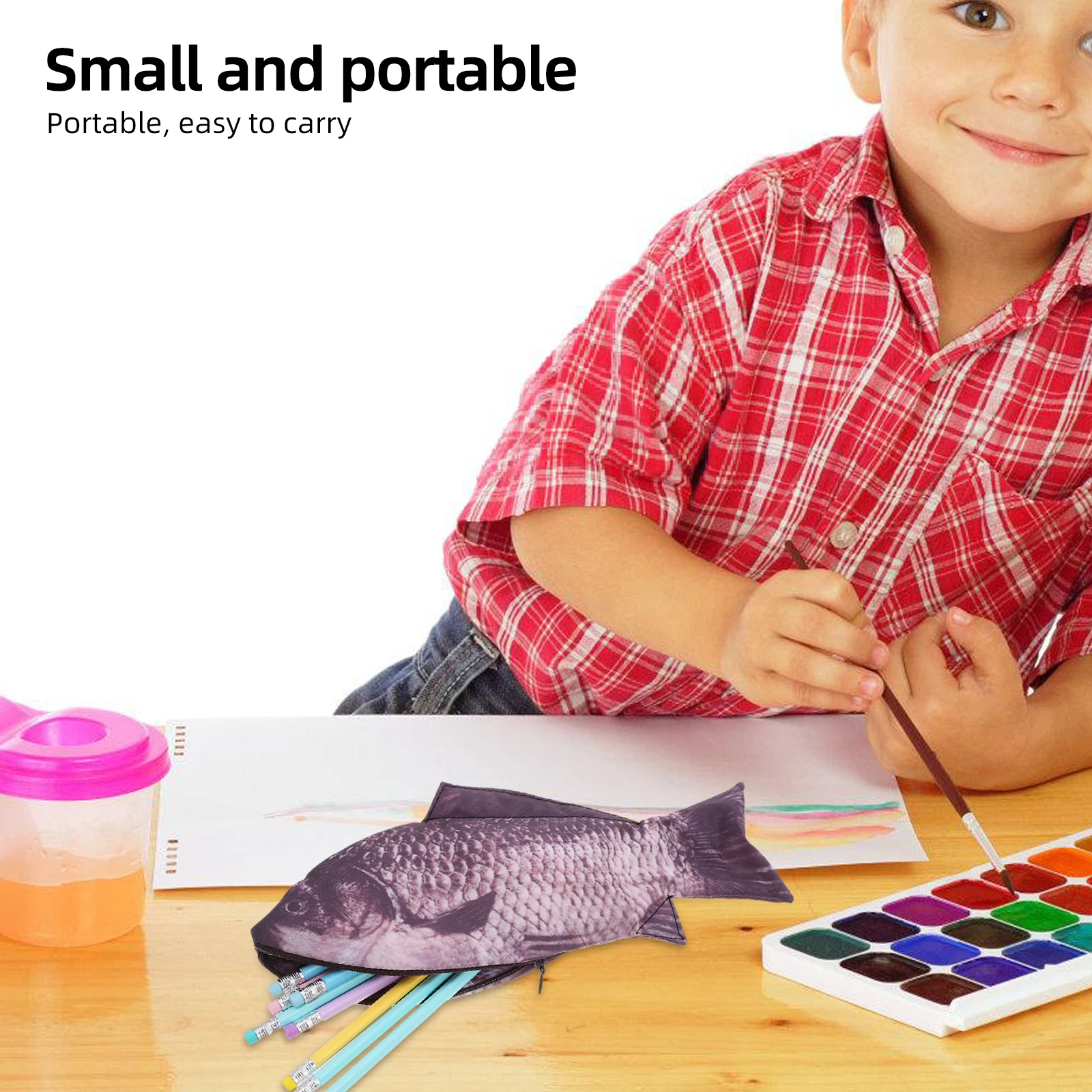 

3D Shape Case Zipper Nylon Pen Bag For Makeup Storage Funny Pencil Holder Fish Shaped Pencil Bag Fish Makeup Pouch