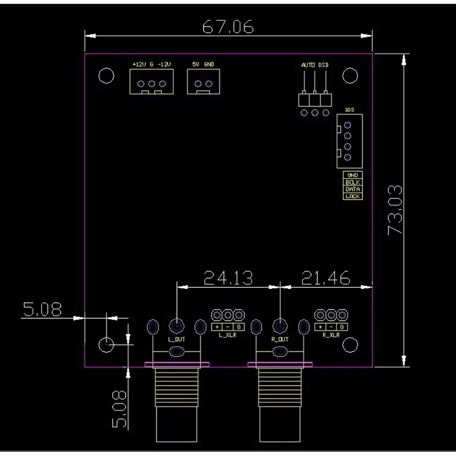 ES9039q2m+opa1612 DAC Board I2S Input Soft Control I2C Interface Supports Single-ended and Balanced Output