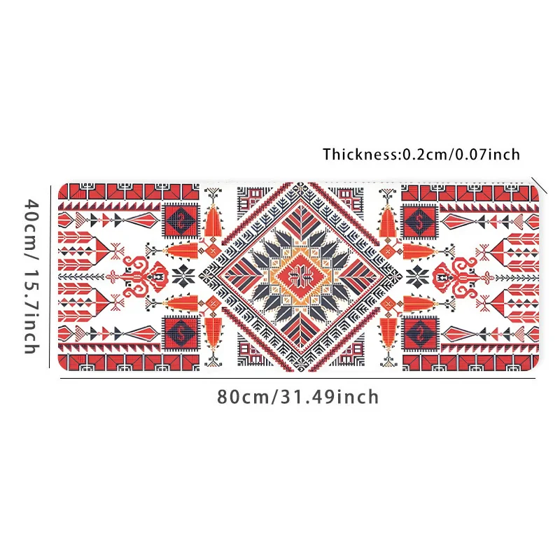 Rode Boho Geometrisch Design Muismat Stijlvolle Etnische Kunst Gaming Grote Bureau Pad Computer Toetsenbord Muismat met Antislip Rubber